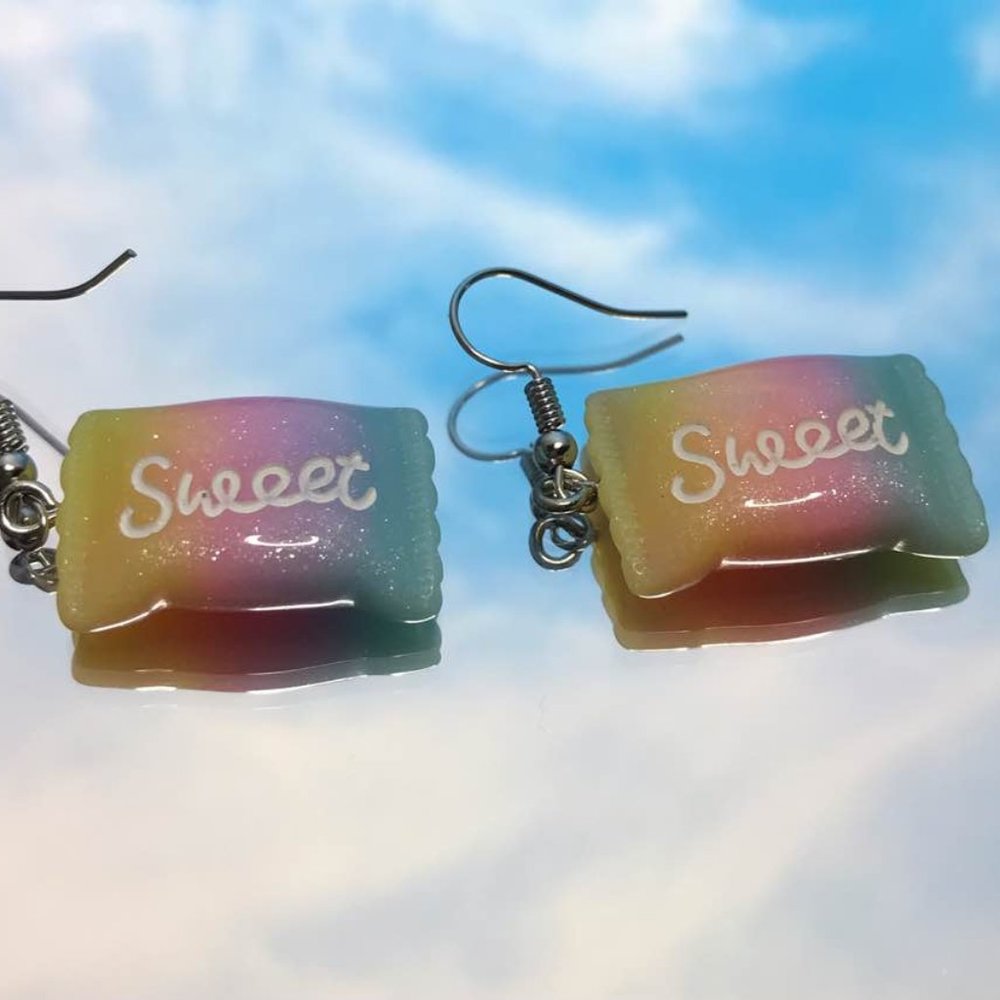 Rainbow Sweet Candy Silver Needle Earrings